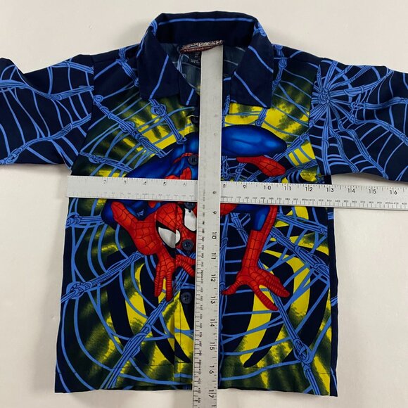 Vintage Spiderman Movie Promo Shirt Toddler Boys Size 4 Button Up Marvel Comics - Picture 7 of 10